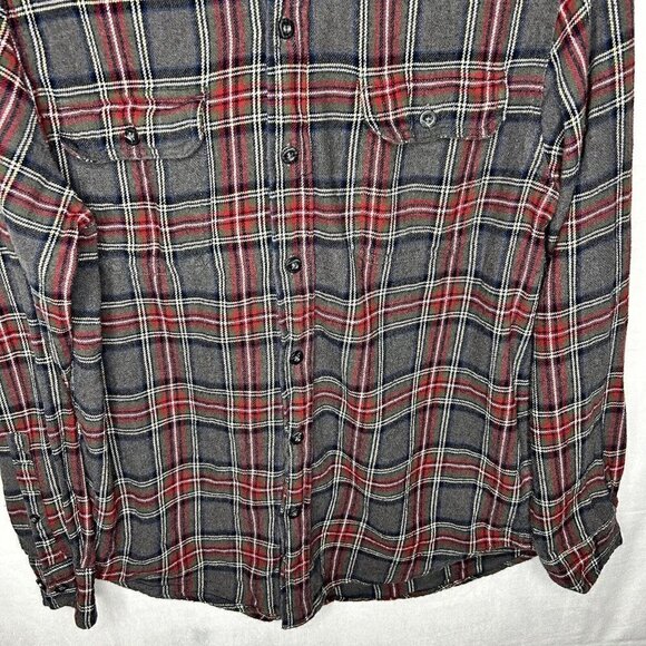Woolrich Men's Cotton Long Sleeve Button Down Flannel Red Gray Plaid Size M - Picture 3 of 8